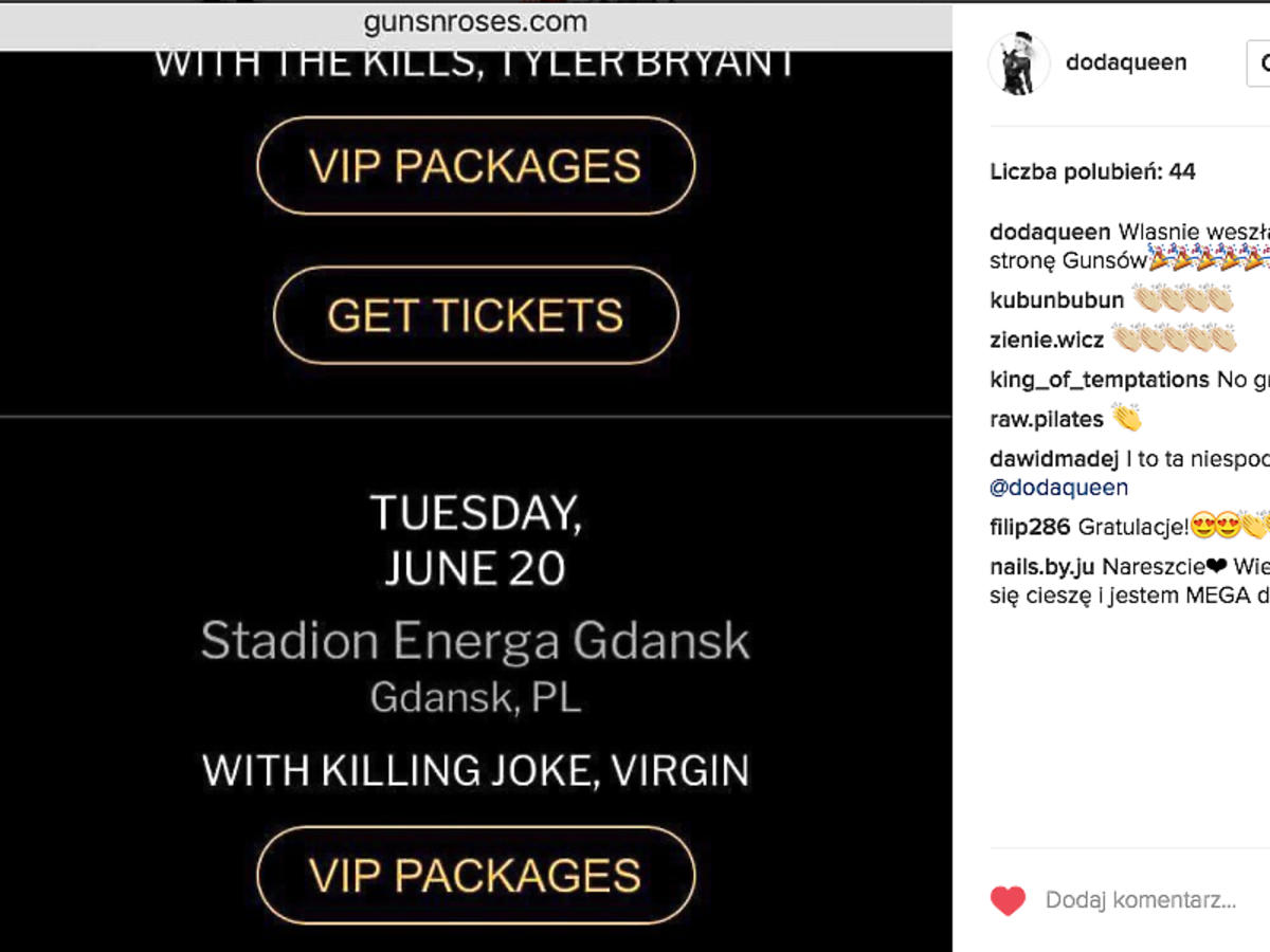 Doda zagra support przez zespołem Guns N'Roses