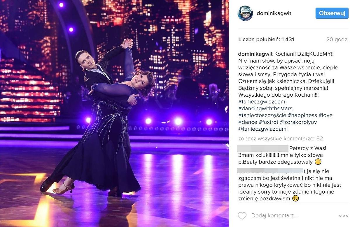Dominika Gwit skomentowała ostatni odcinek Tańca z Gwiazdami