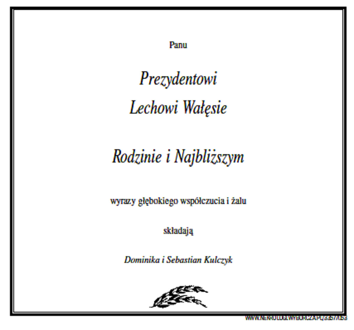 Dominika i Sebastian Kulczykowie złożyli kondolencje Lechowi Wałęsie