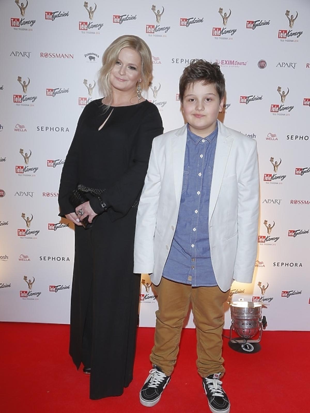 Dominika Ostałowska z synem na rozdaniu TeleKamer 2014