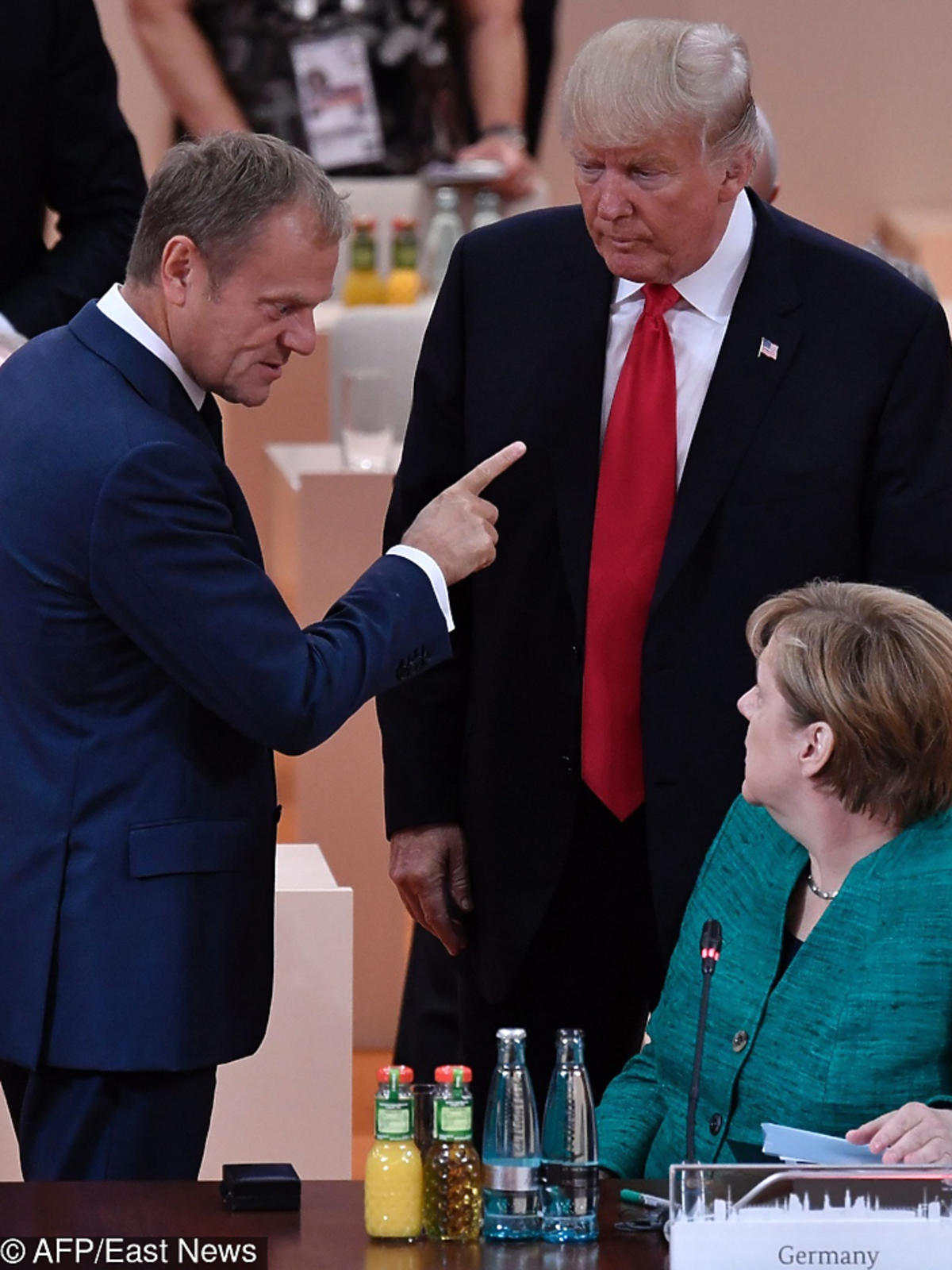 Donald Trump, Donald Tusk, Angela Merkel  na szczycie w Hamburgu