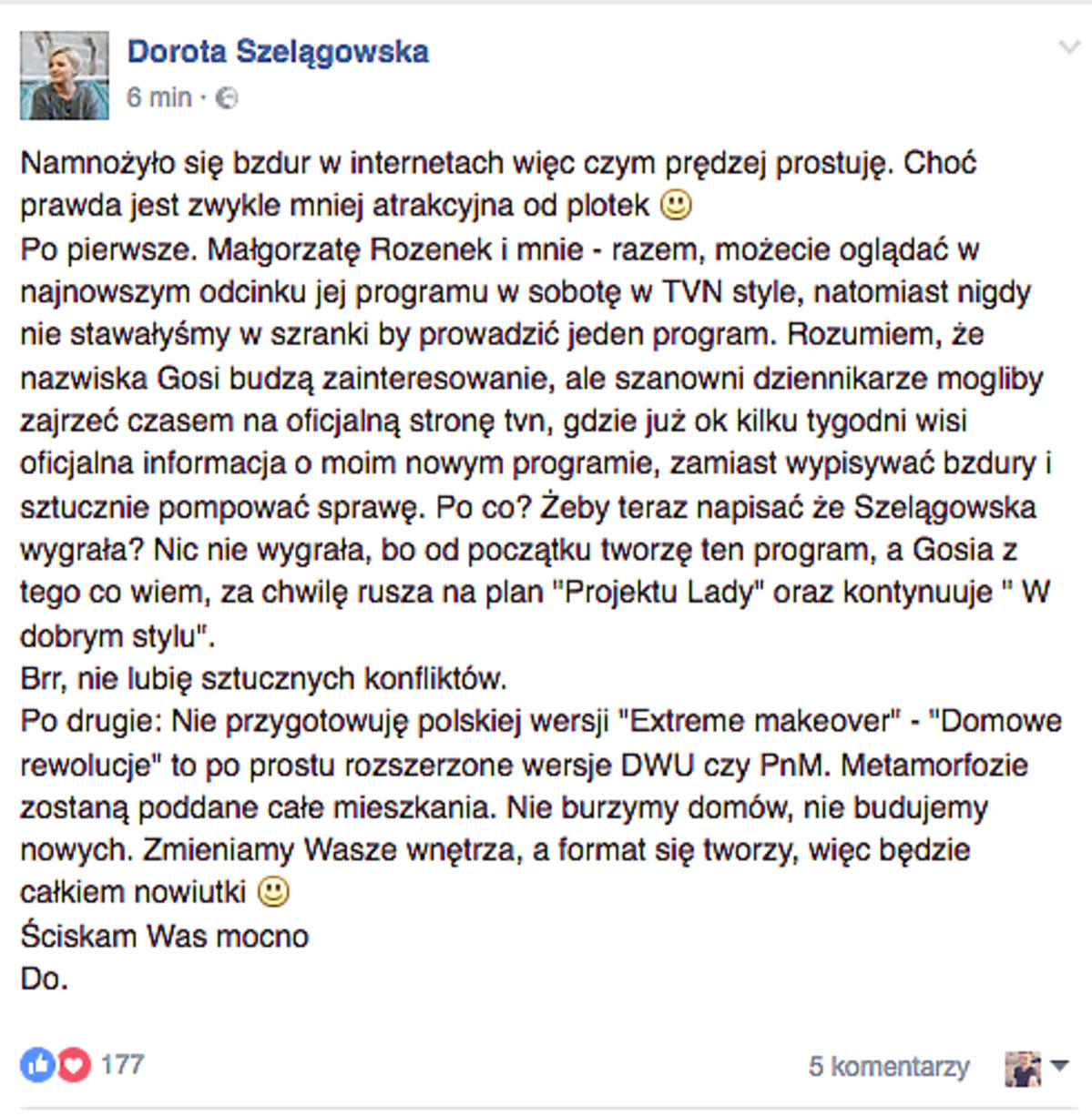 Dorota Szelągowska nie ma konfliktu z Rozenek