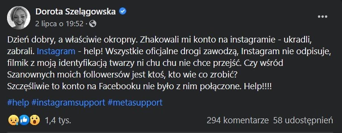 Dorota Szelągowska została okradziona