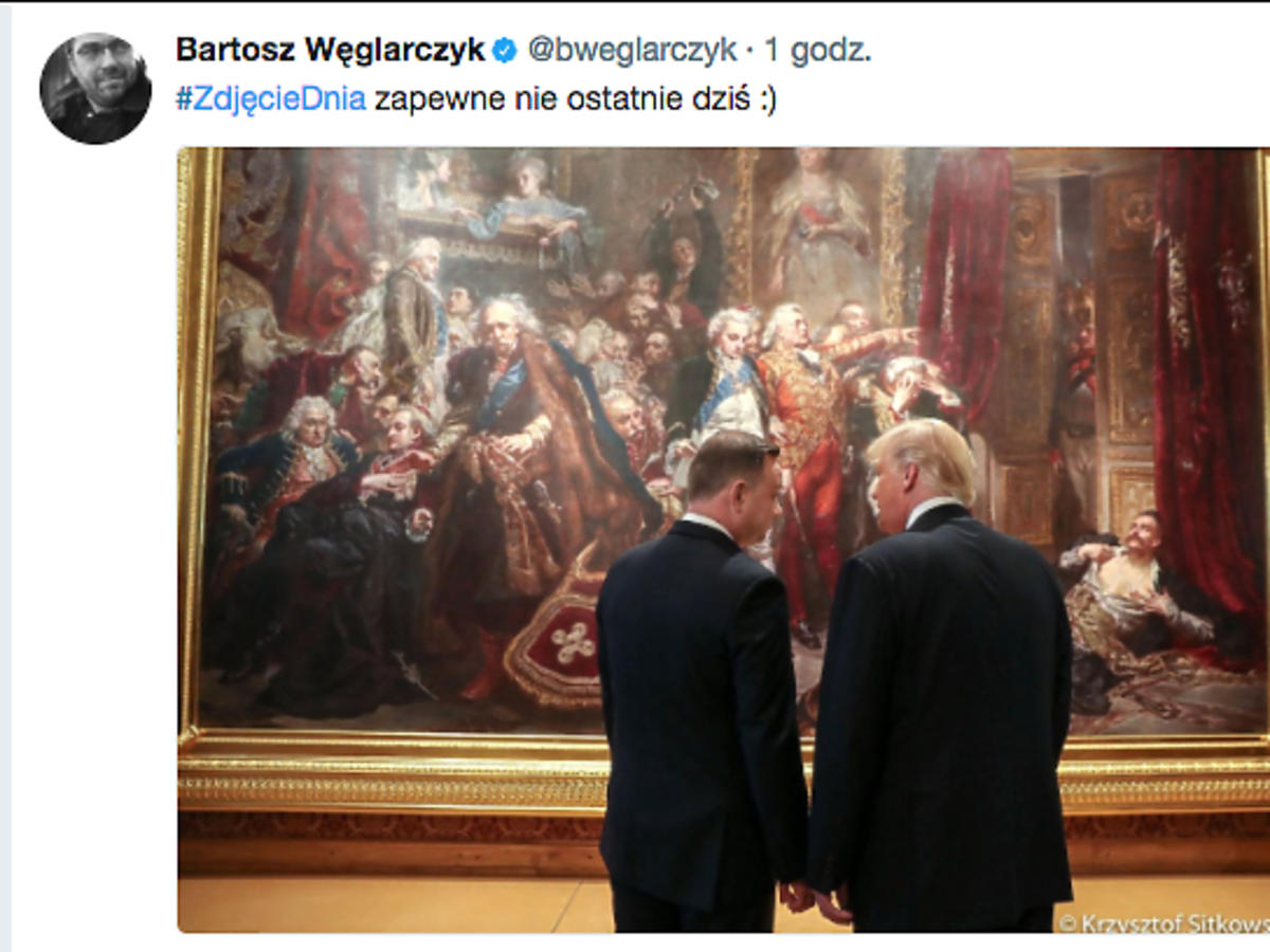 Duda i Trump przed obrazem Matejki