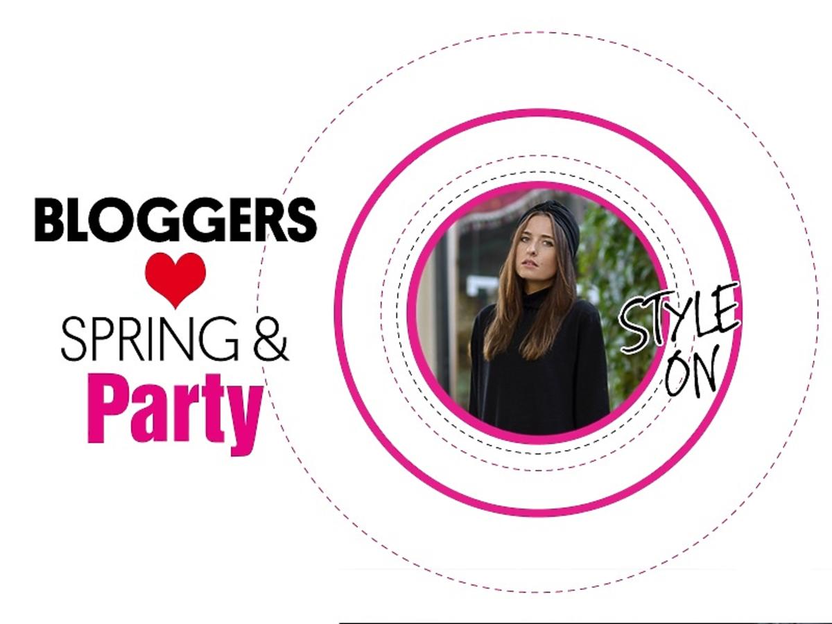 Dziewczyna w czerni i turbanie w różowym kółku, napis Bloggers love Spring & Party