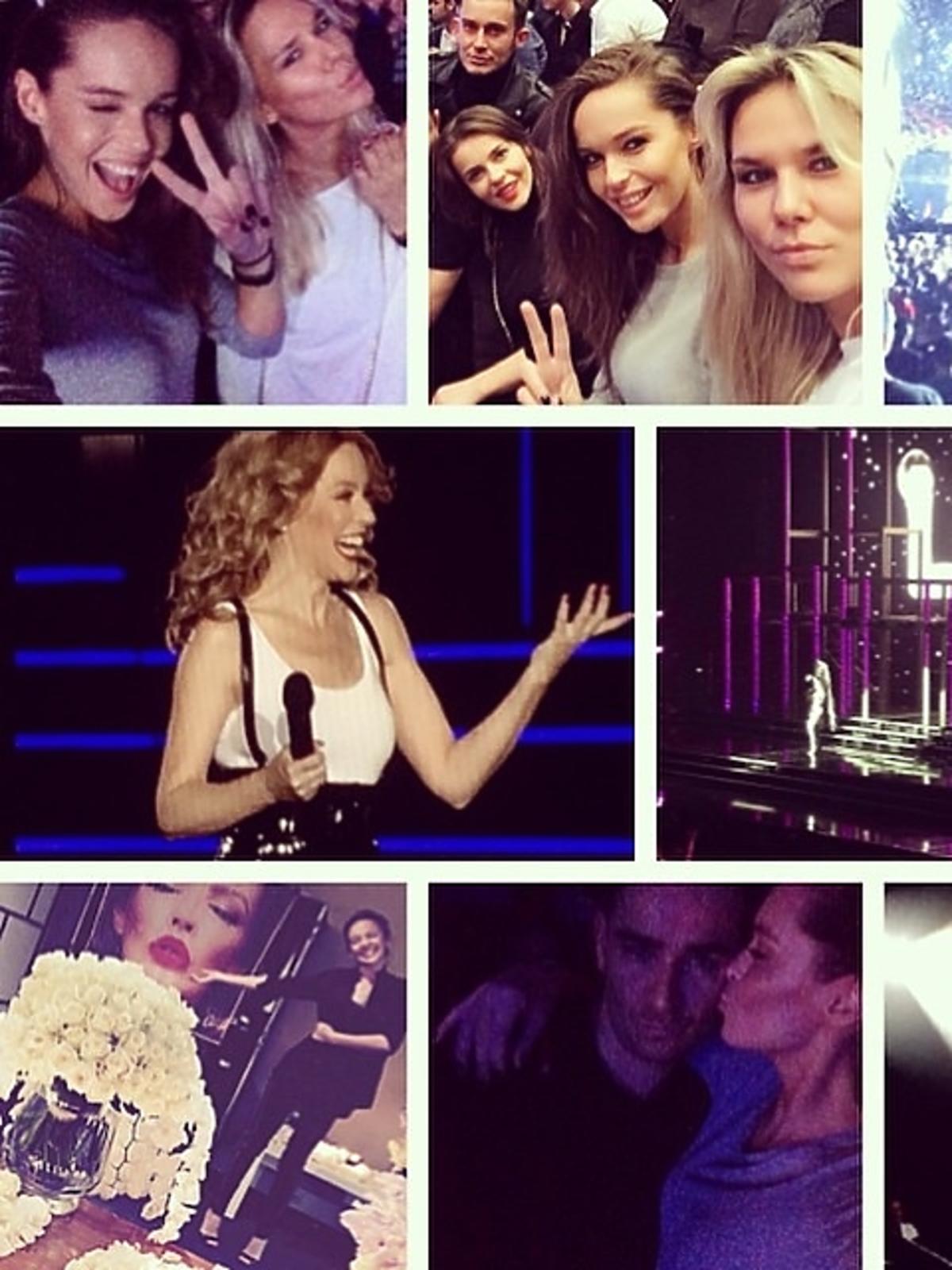 Edyta Herbuś, Kasia Sowińska i Tomek Sowiński na koncercie Kylie Minogue w Paryżu