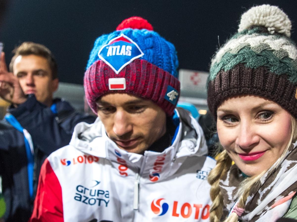 Ewa Bilan-Stoch i Kamil Stoch podczas zawodów Pucharu Świata w Zakopanem