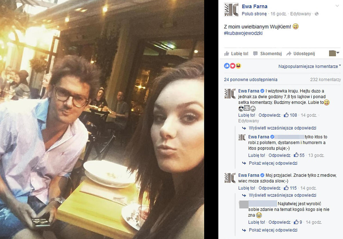 Ewa Farna i Kuba Wojewódzki w restauracji