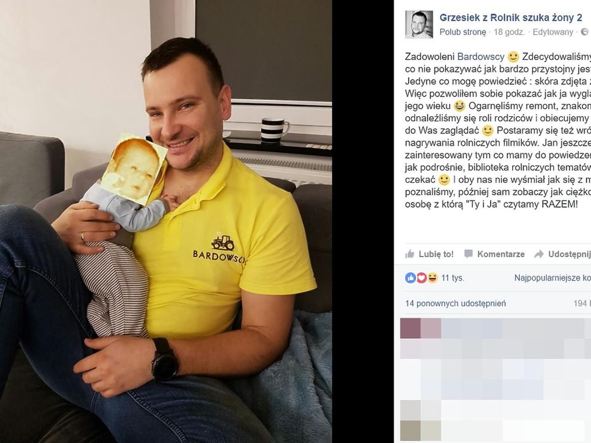 Grzesiek z Rolnik szuka żony pokazał zdjęcie z synem