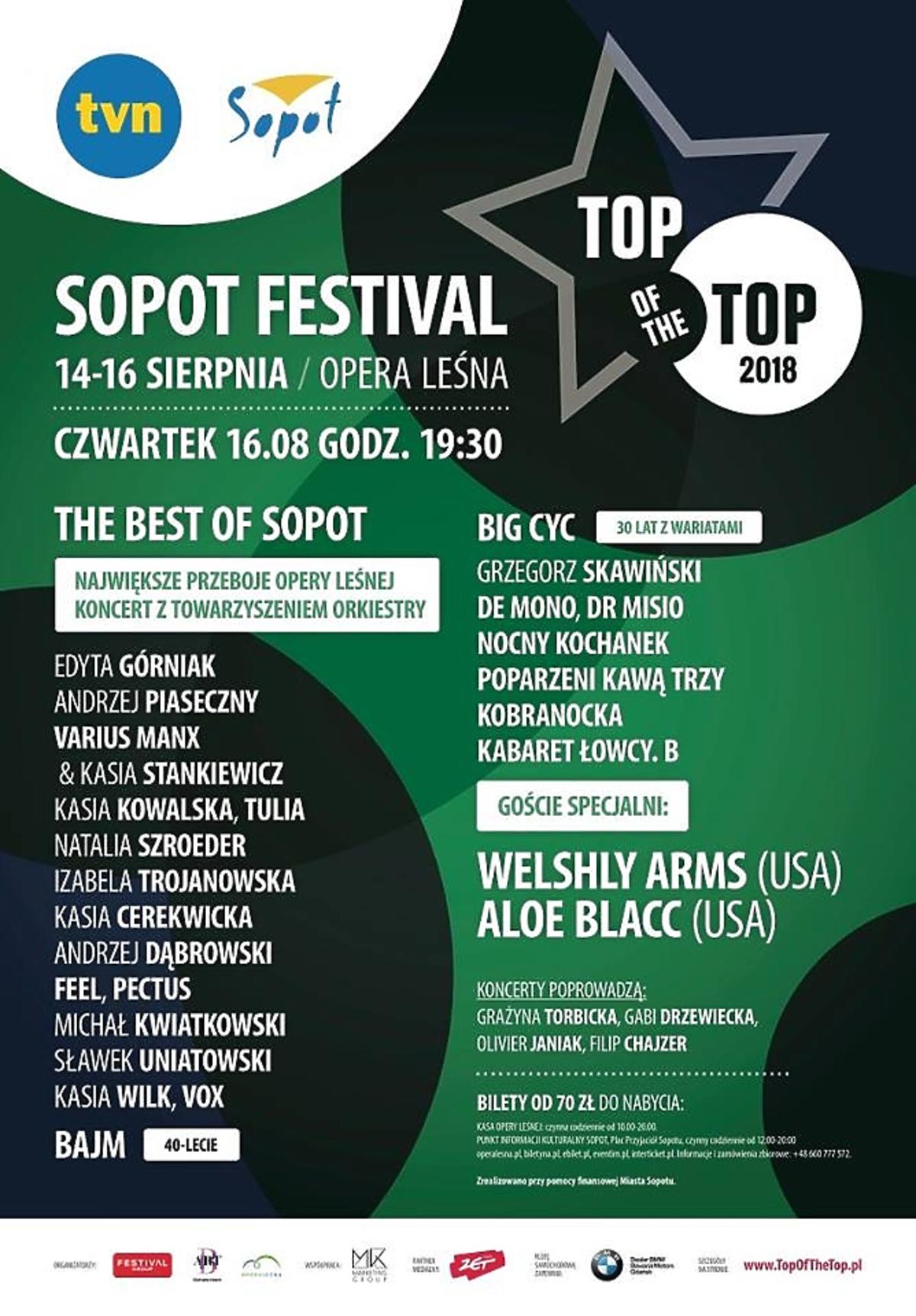 Gwiazdy Sopot TOP Of The TOP Festival 2018, program 