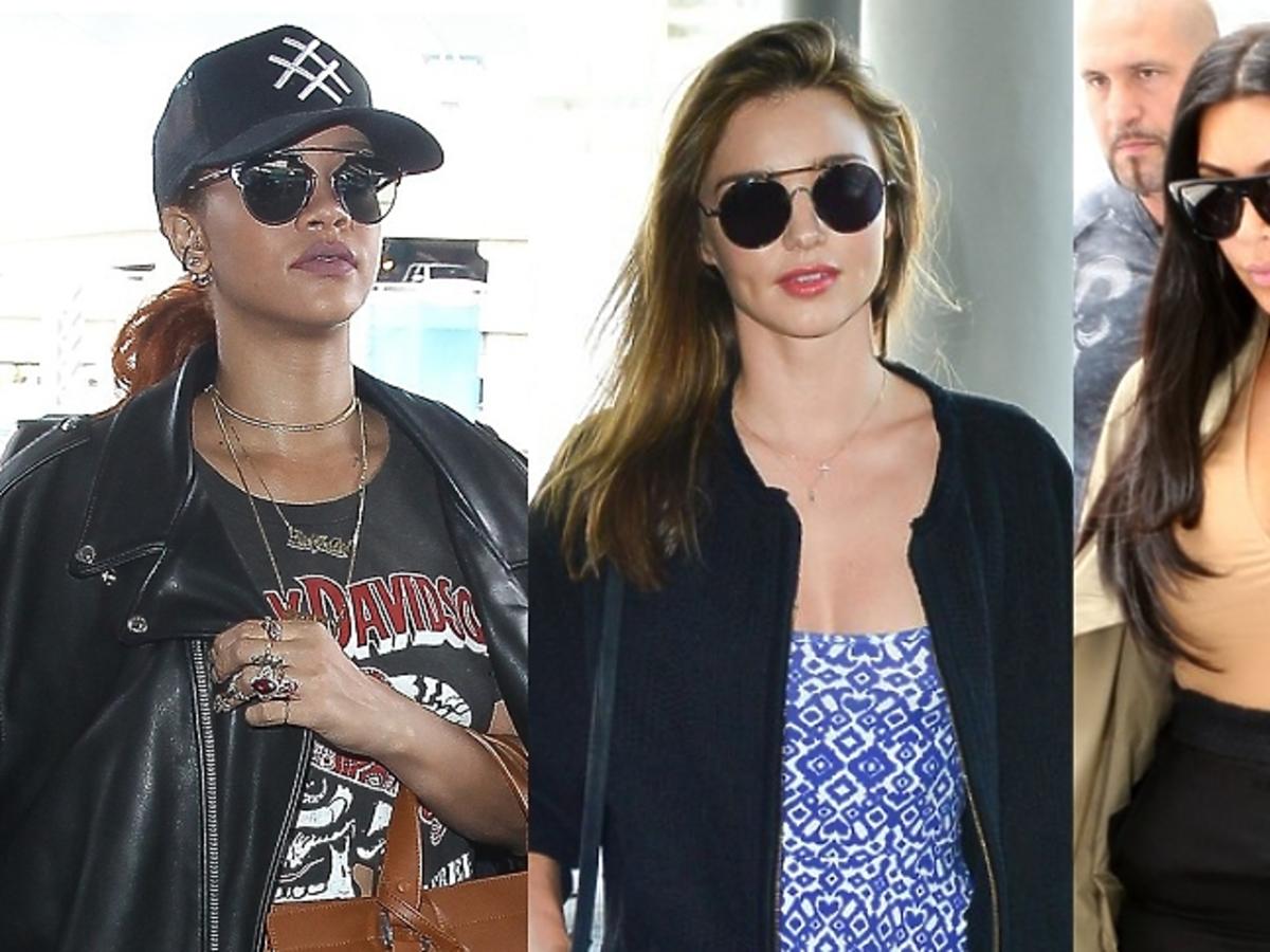 Gwiazdy stylowe na lotnisku - Rihanna, Miranda Kerr, Kim Kardashian