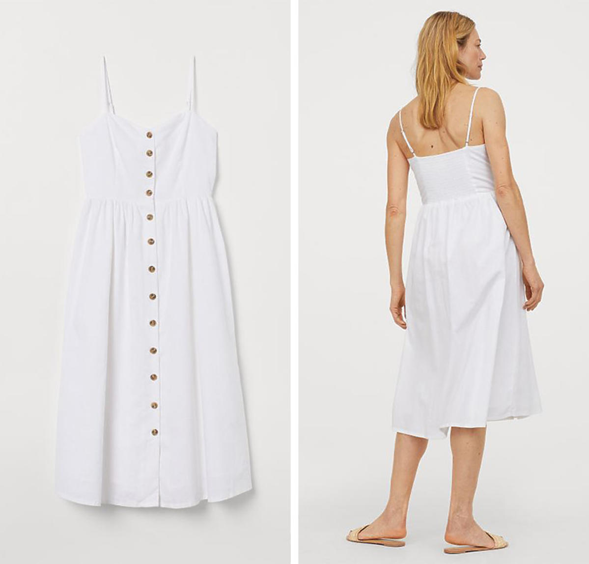 H&M. Biała sukienka z lnu. Sukienka w stylu Sylwii Bomby