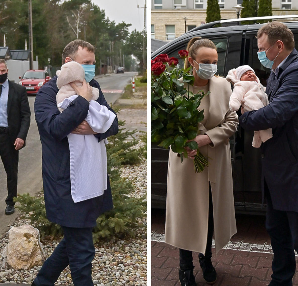 Jacek Kurski odbiera żonę i córkę ze szpitala