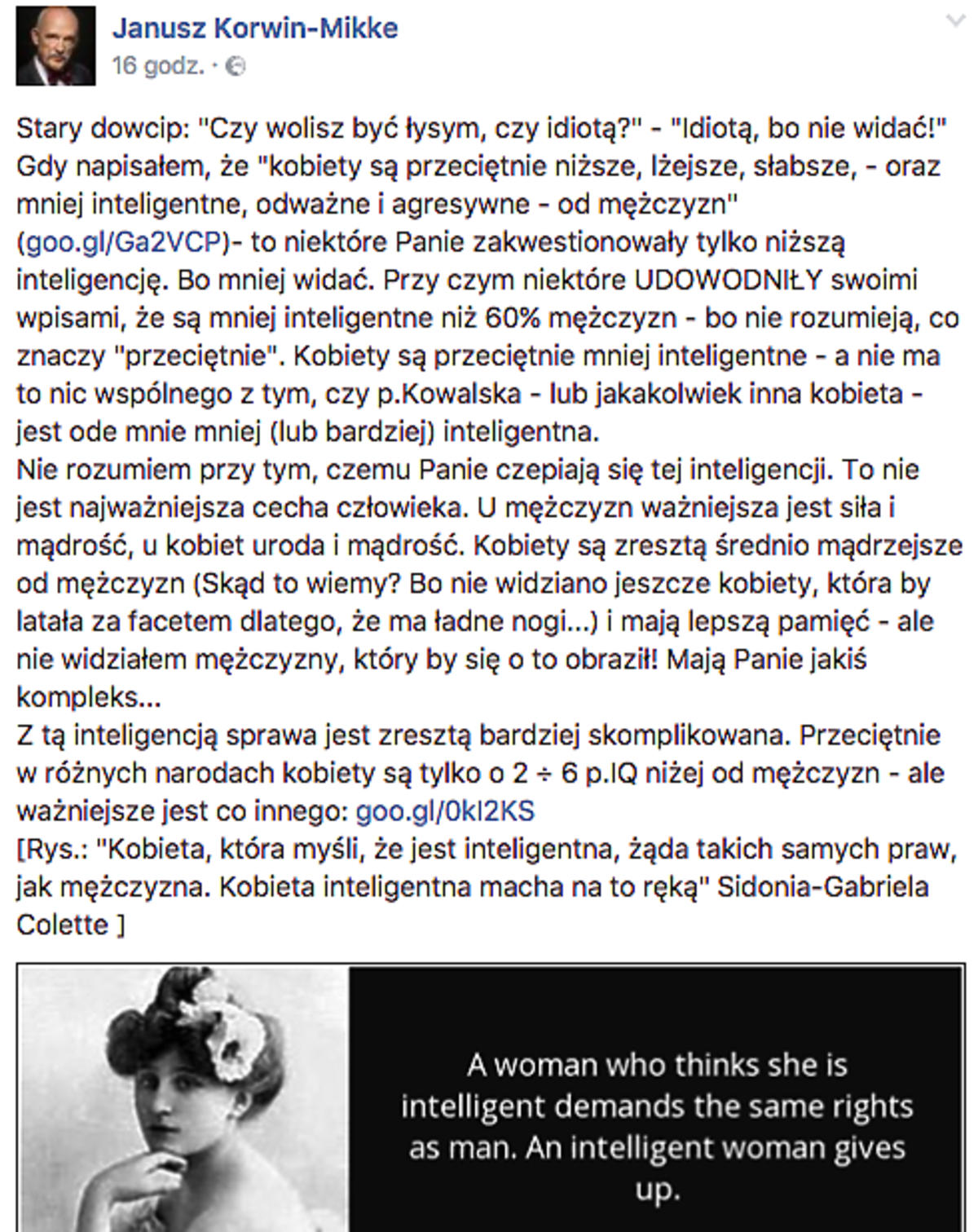 Janusz Korwin-Mikke o swojej wypowiedzi o kobietach