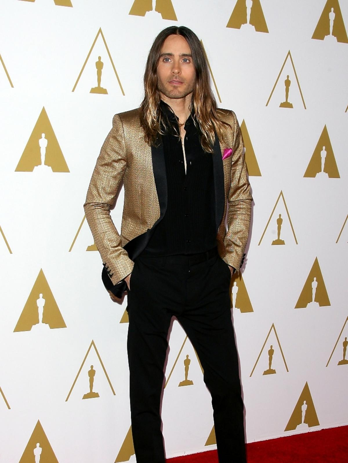 Jared Leto podczas konferencji prasowej nominacji do Oscarów 2014