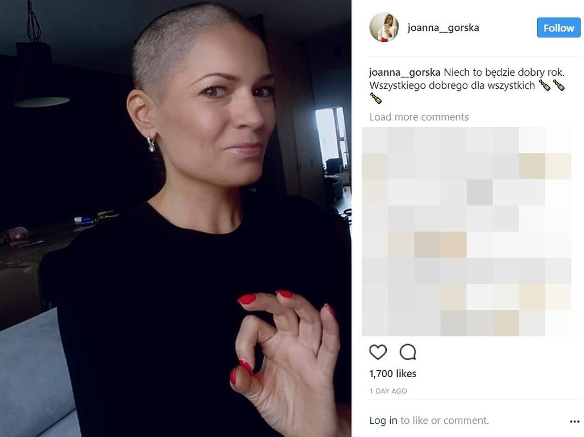 Joanna Górska pokazała swoje zdjęcie bez peruki