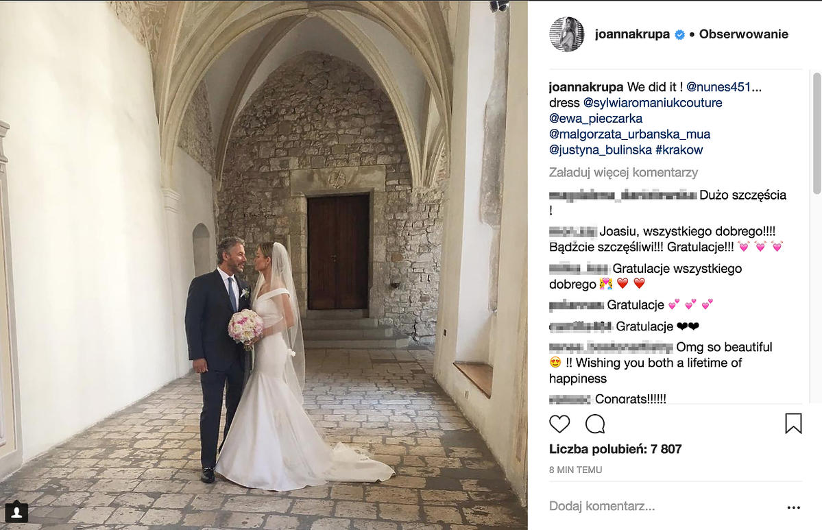 Joanna Krupa suknia ślubna