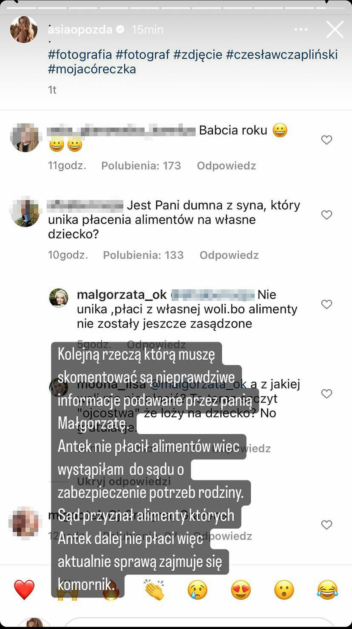 Joanna Opozda twierdzi, że Małgorzata Ostrowska-Królikowska kłamie w sprawie alimentów na Vincenta