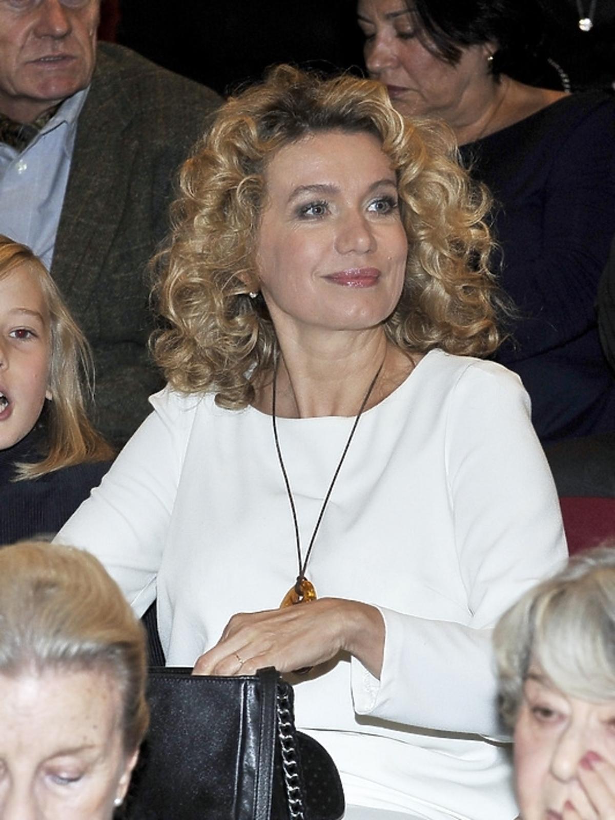 Joanna Trzepiecińska na premierze spektaklu 