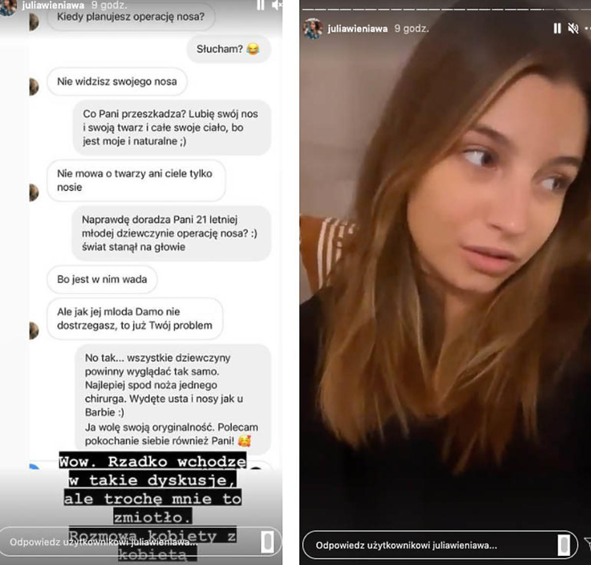 Julia Wieniawa: rozmowa na Instagramie