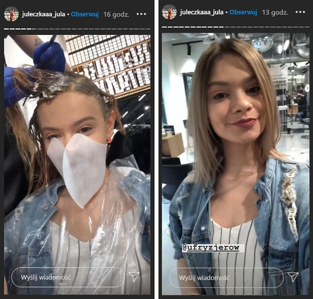 Julia Wróblewska u fryzjera