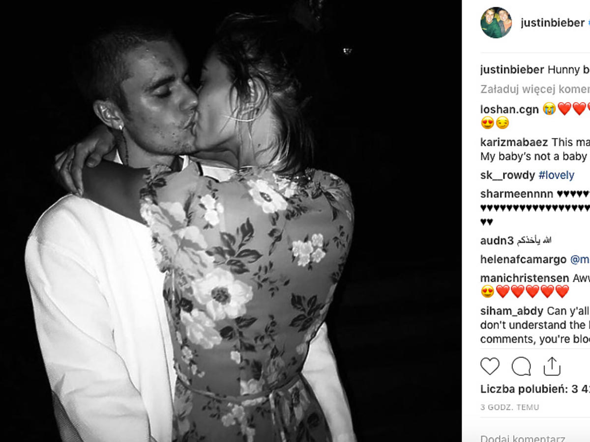 Justin Bieber i Hailey Baldwin całują się na Instagramie