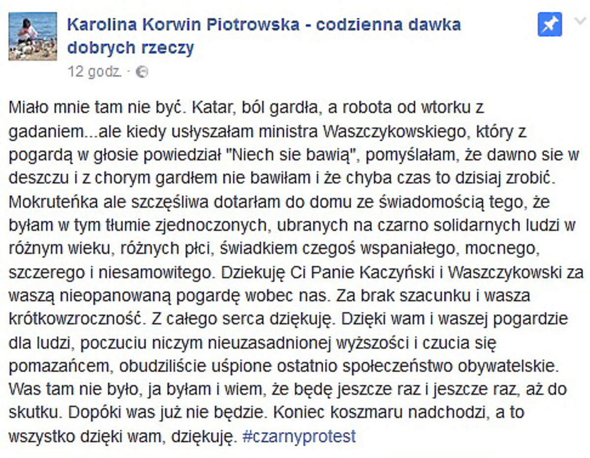 Karolina Korwin-Piotrowska skomentowała 