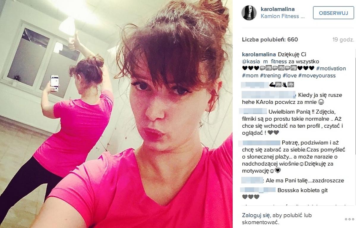 Karolina Malinowska w różowej bluzce