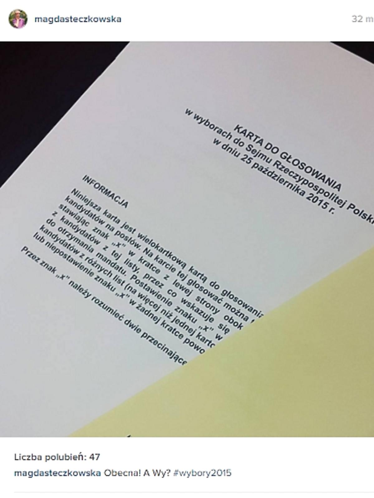 Karta do głosowania w wyborach do sejmu 2015