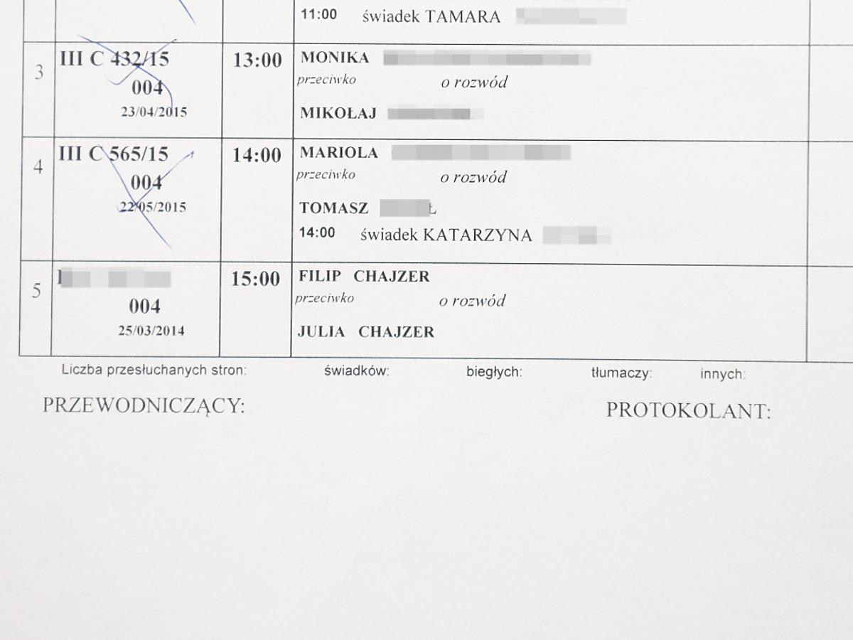 Karta sprzed sali rozpraw