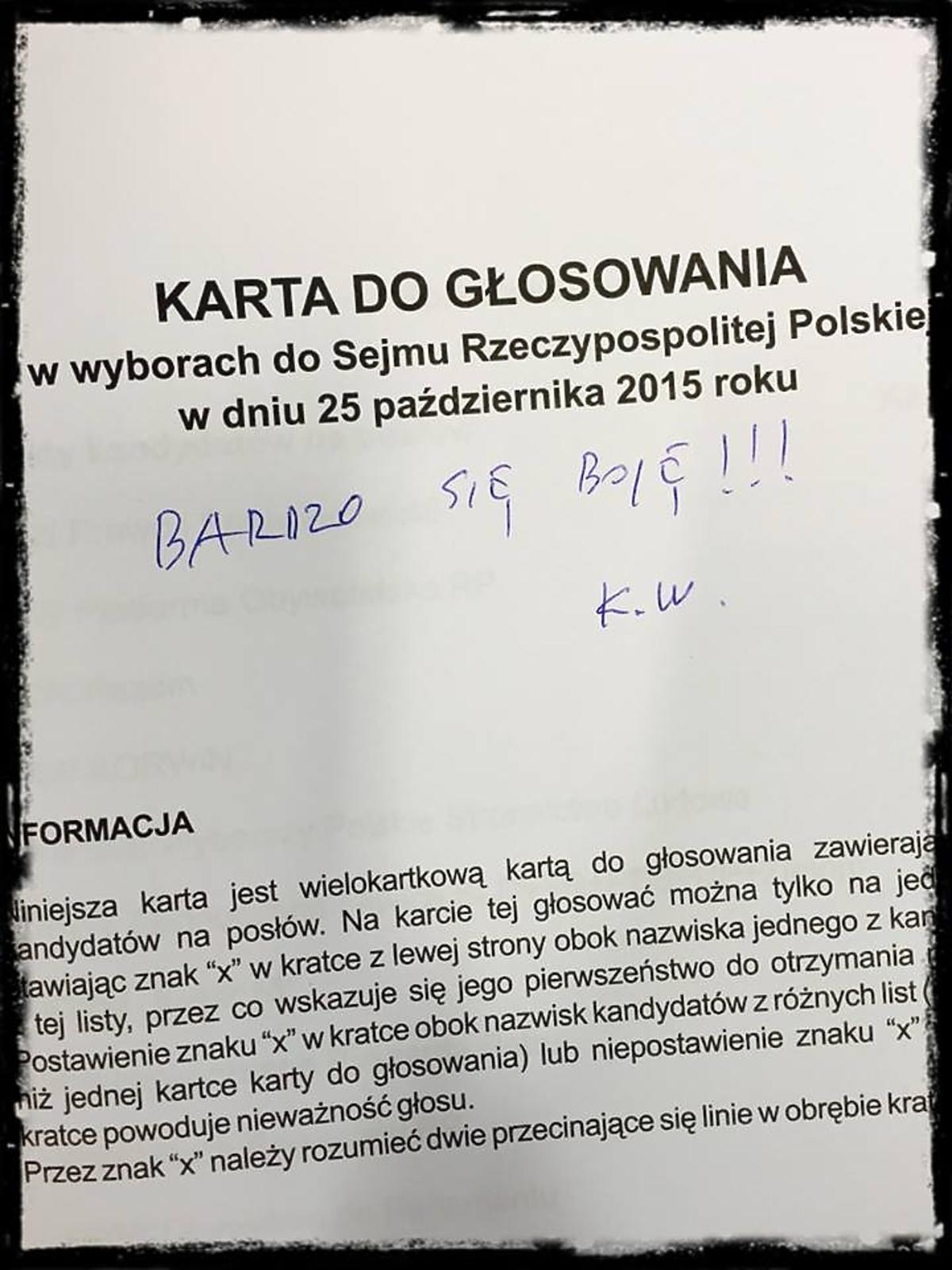 Karta wyborcza Kuby Wojewódzkiego