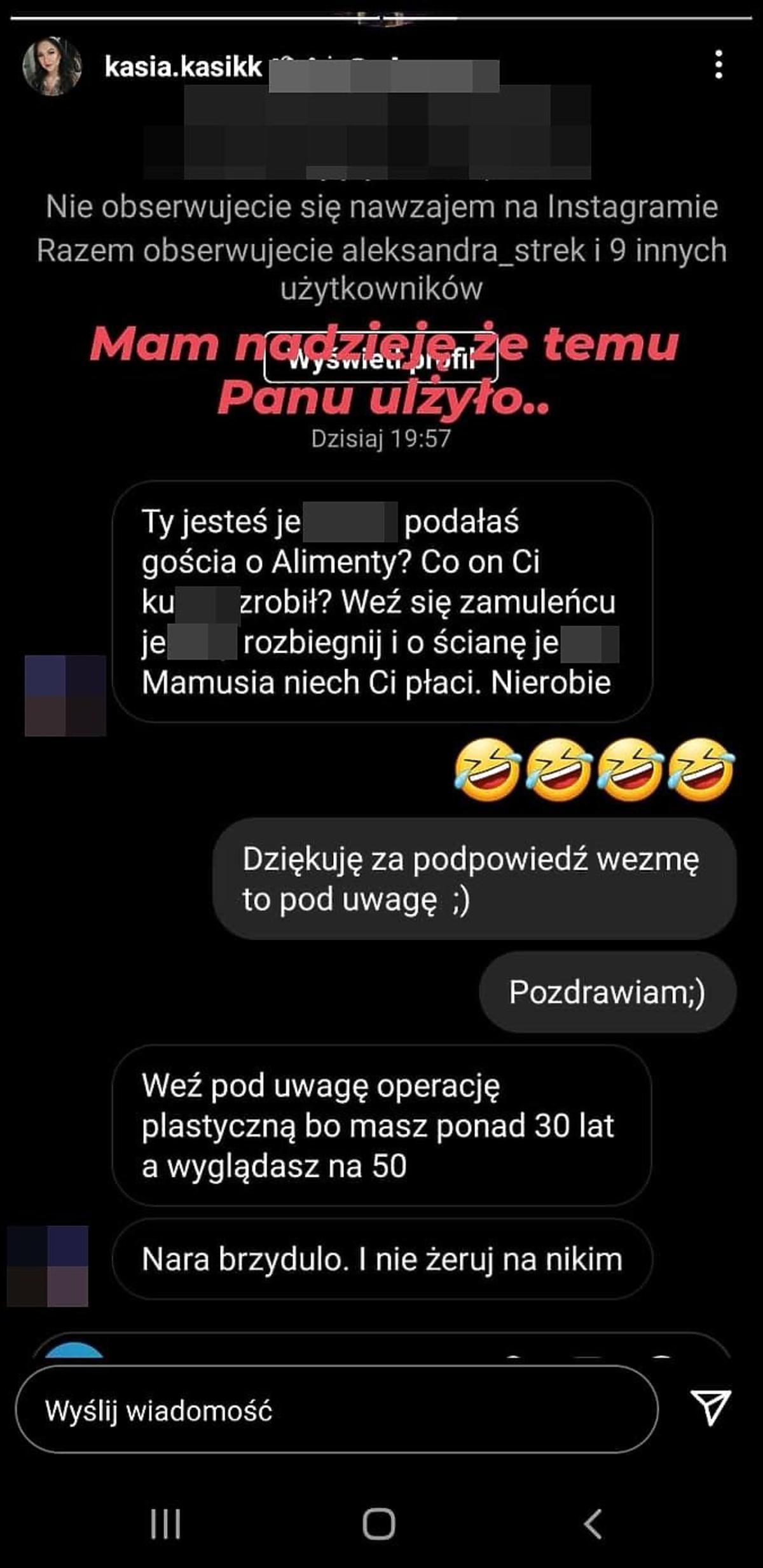 Kasia ze Ślubu od pierwszego wejrzenia pokazała ostrą wiadomość od internauty