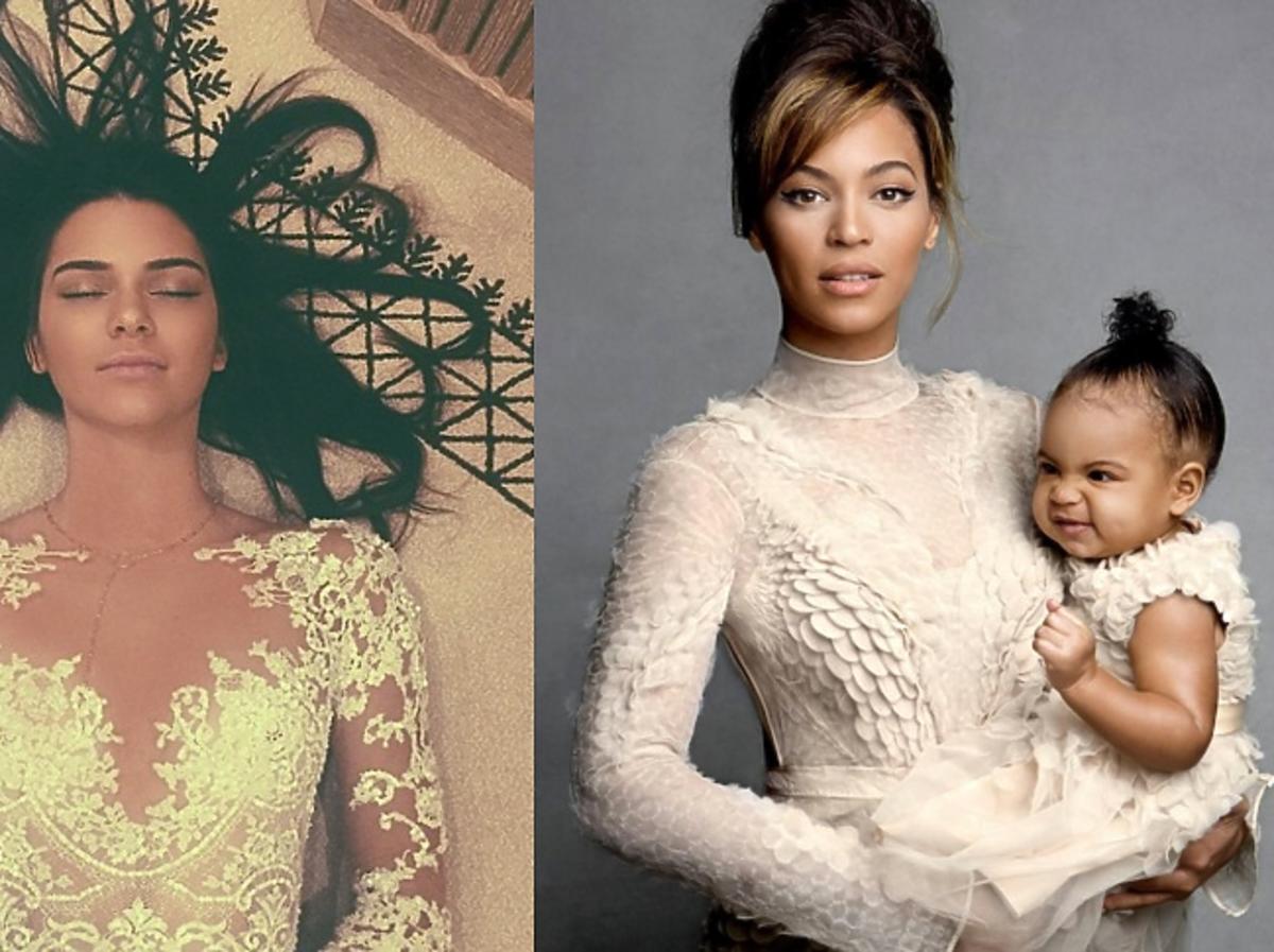 Kendall Jenner w koronkowej sukience, Beyonce z córką Blue Ivy pozuje do zdjęcia