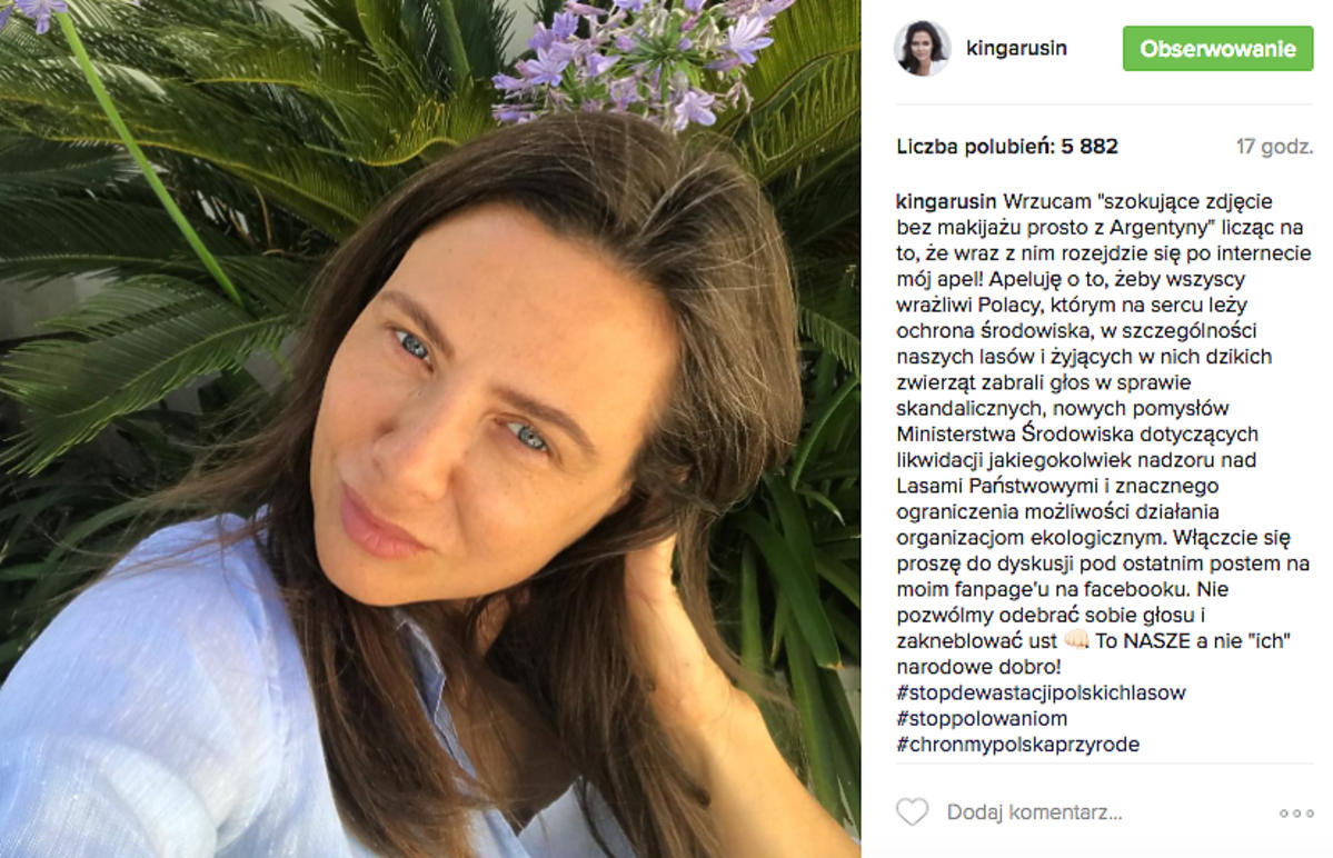 Kinga Rusin bez makijażu na Instagramie