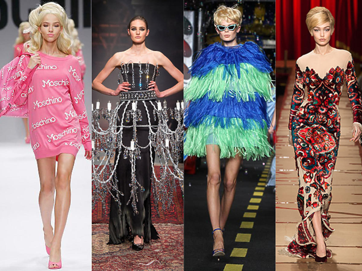 Kolekcje Moschino wiosna-lato 15, jesień-zima 16, wiosna-lato 16, jesień-zima 17, resort 18