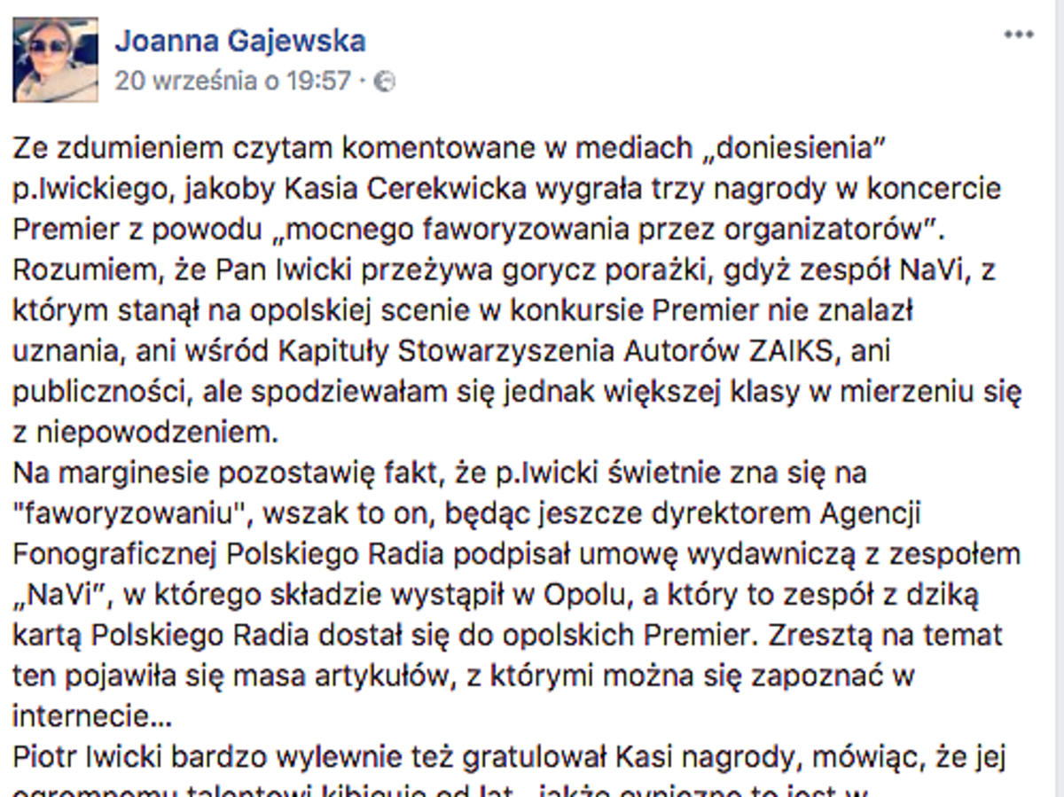 Komentarz menadżerki Cerekwickiej