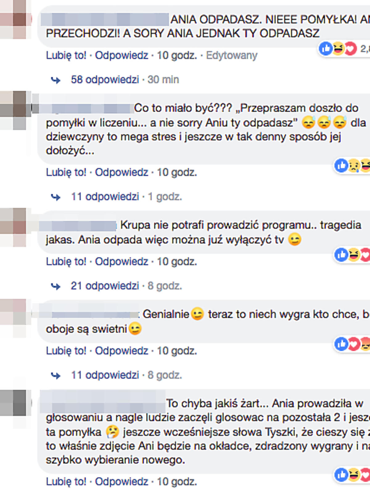 Komentarze Top Model Facebook