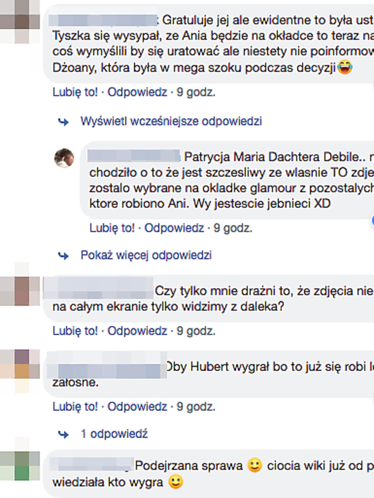 Komentarze Top Model Facebook