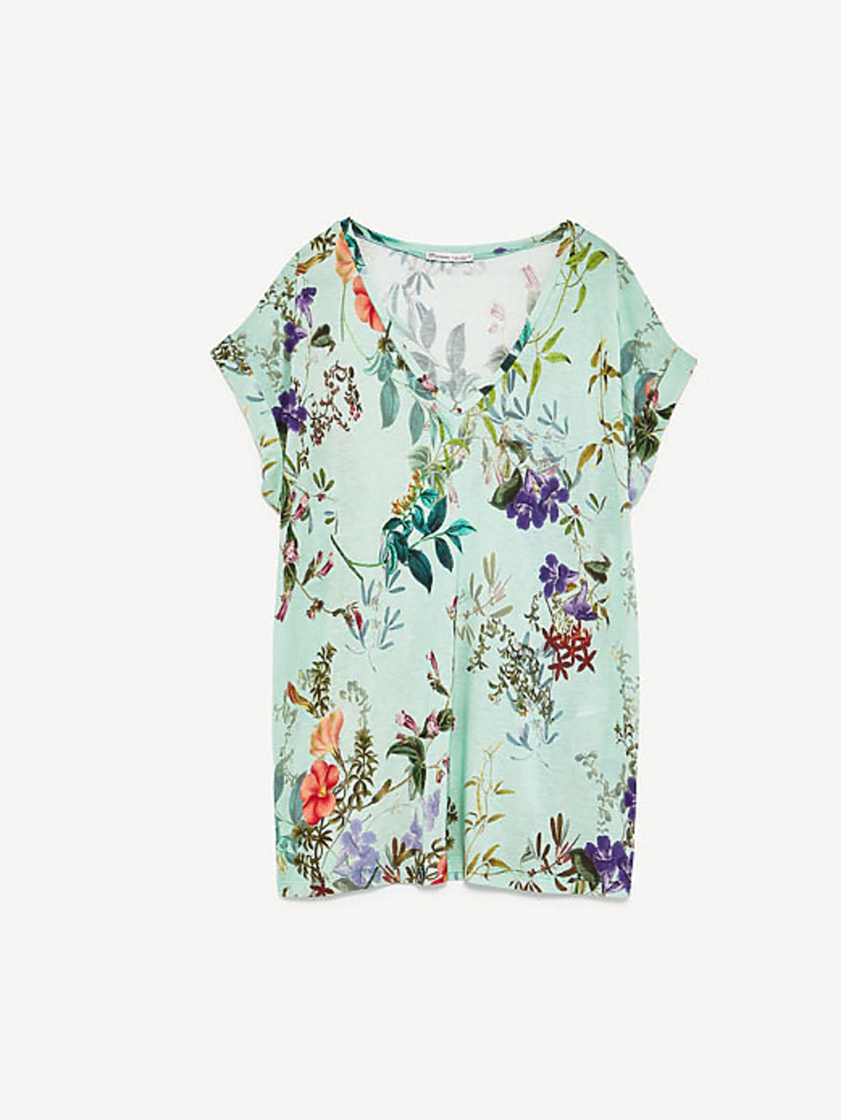 Koszulka z nadrukiem w kwiaty, Zara, 69,90 zł