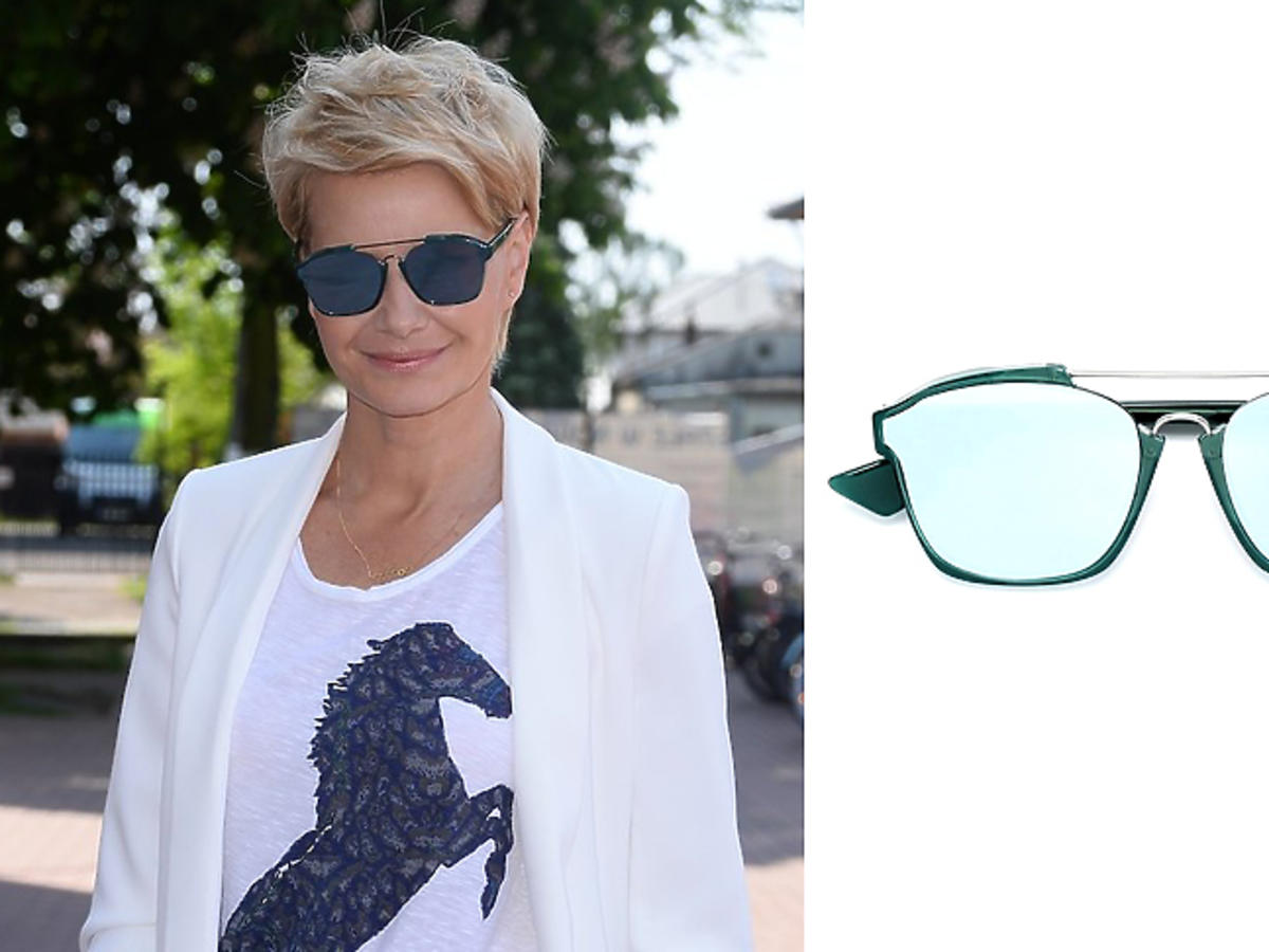 Kożuchowska w okularach Dior Abstract w kolorze opal green - palladium, 1 200 zł