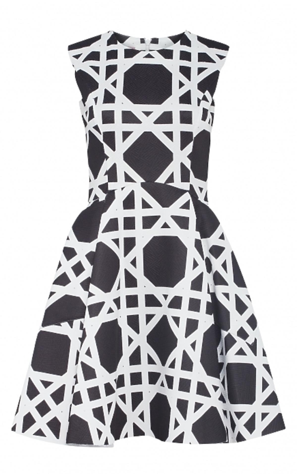 Krótka rozkloszowana sukienka w geometryczne wzory