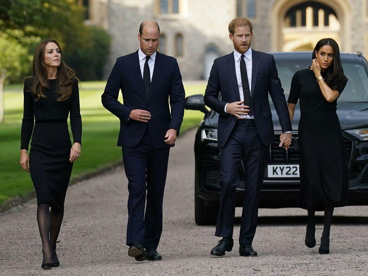 Książę Harry i książę William z żonami