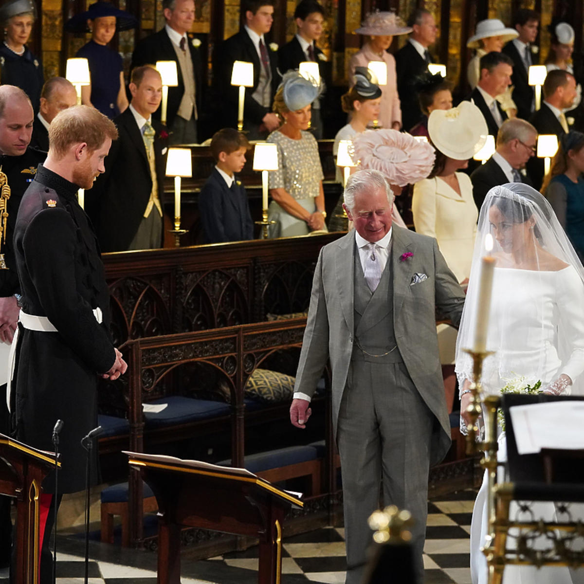 Książę Harry i Meghan Markle - książę Karol poprowadził Meghan do ołtarza