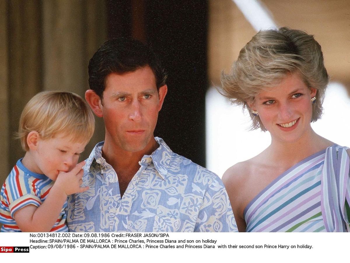 Księżna Diana, książę Karol z synem Harrym