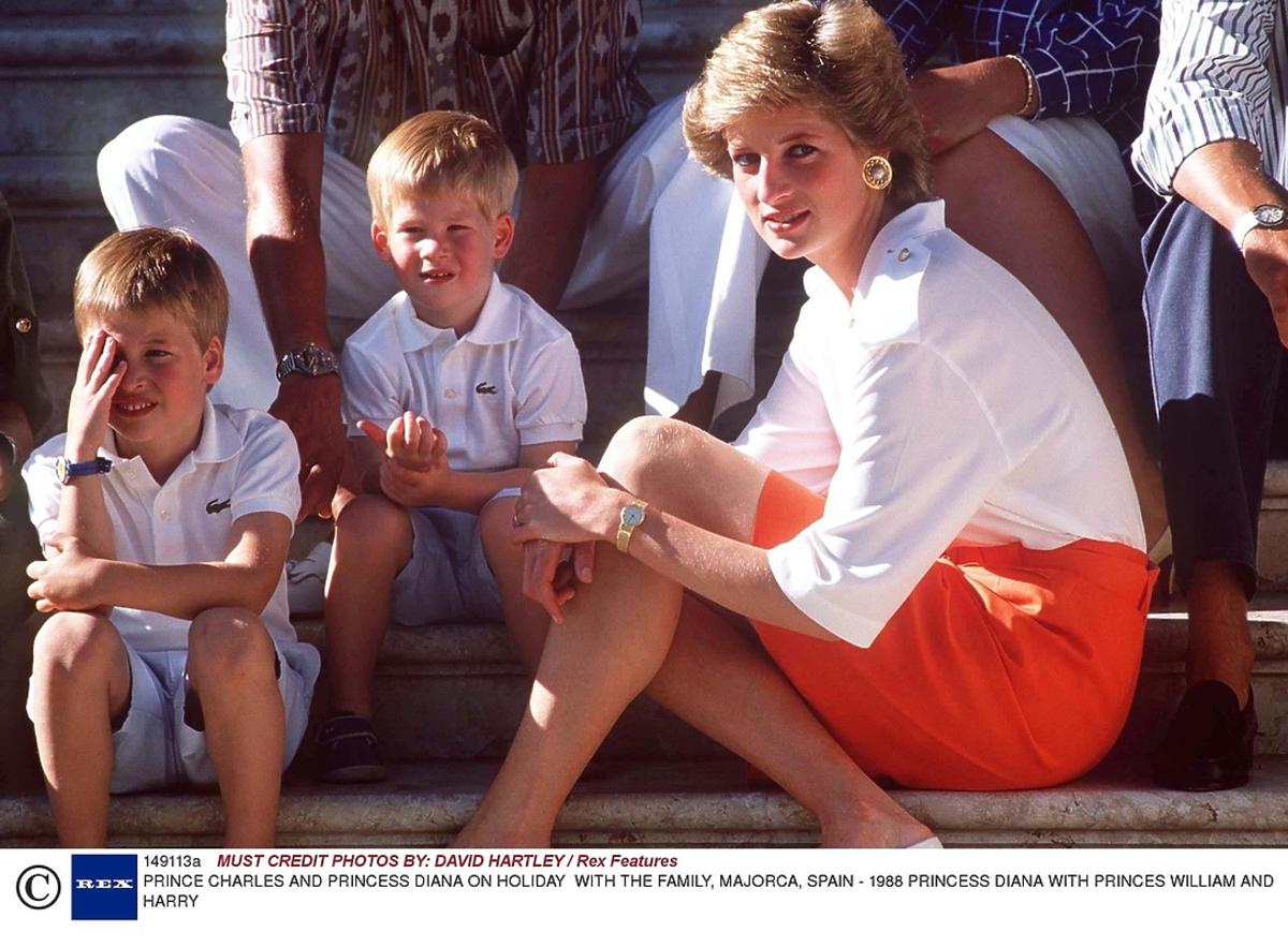Księżna Diana z synami - Williamem i Harrym