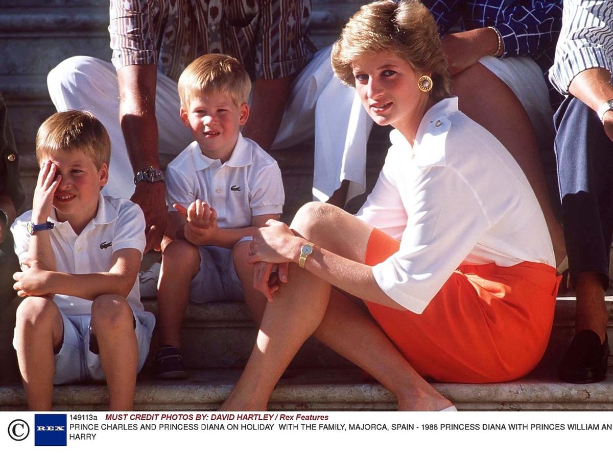 Księżna Diana z synami - Williamem i Harrym