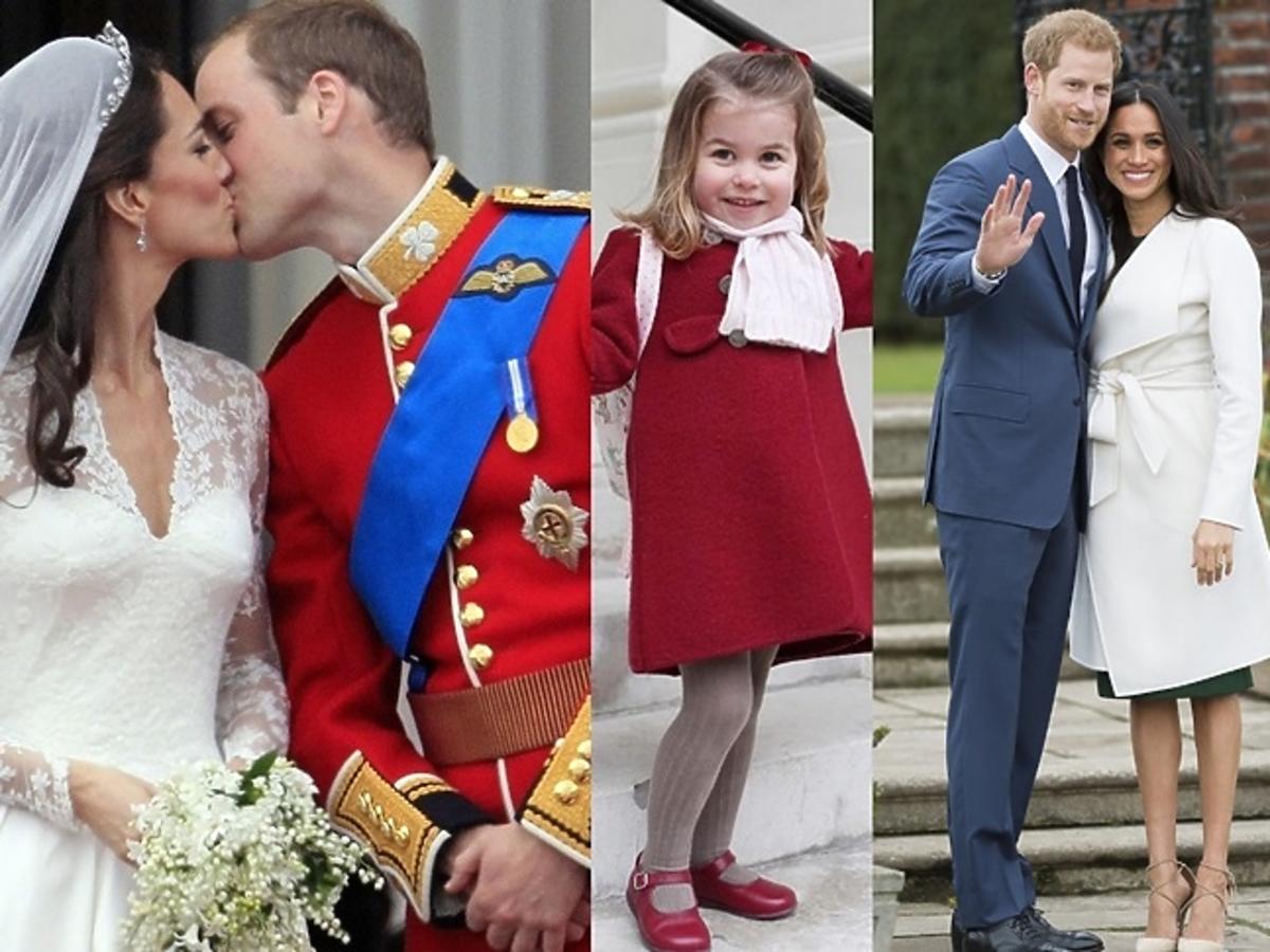 księżna Kate, książę William, księżniczka Charlotte, książę Harry, Meghan Markle, książę George