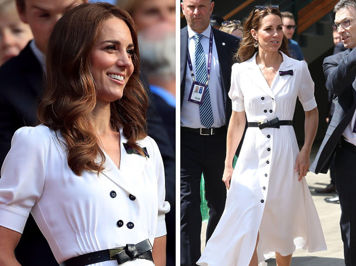 księżna Kate na Wimbledonie w białej sukience