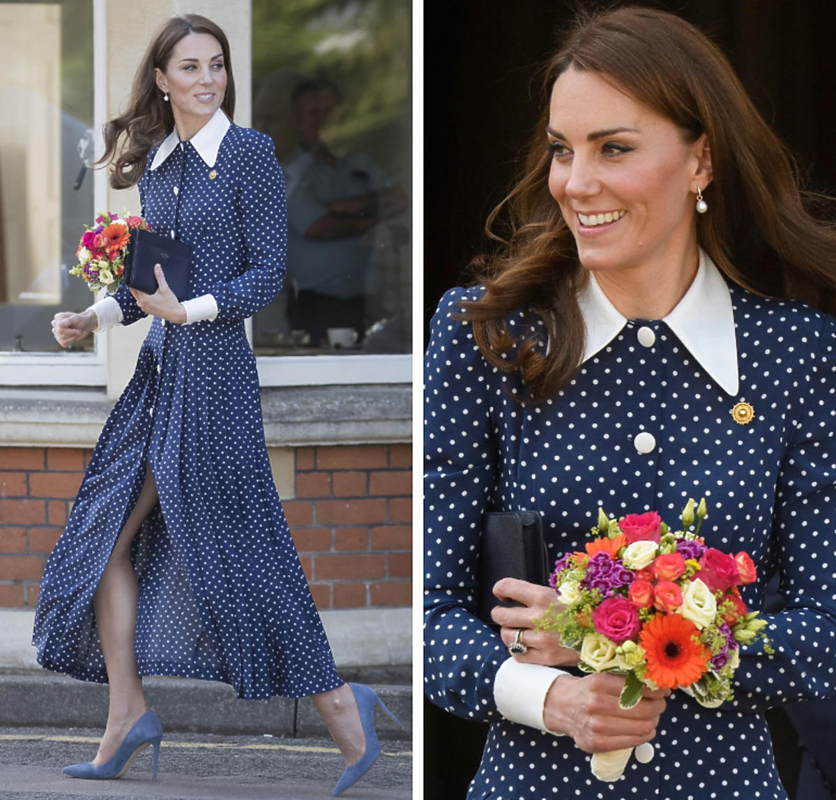 księżna Kate postawiła na maksi sukienkę w grochy