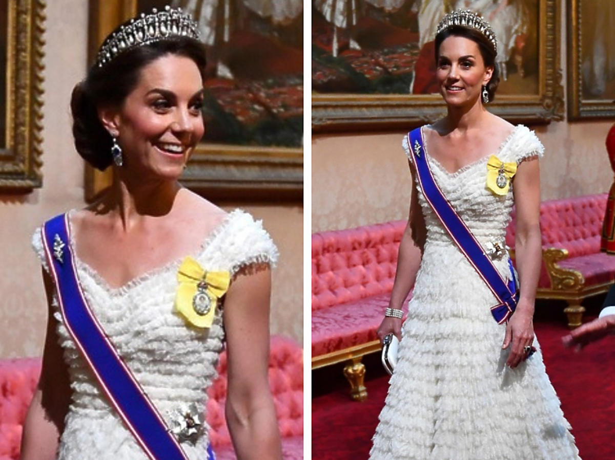 Księżna Kate w białej sukni